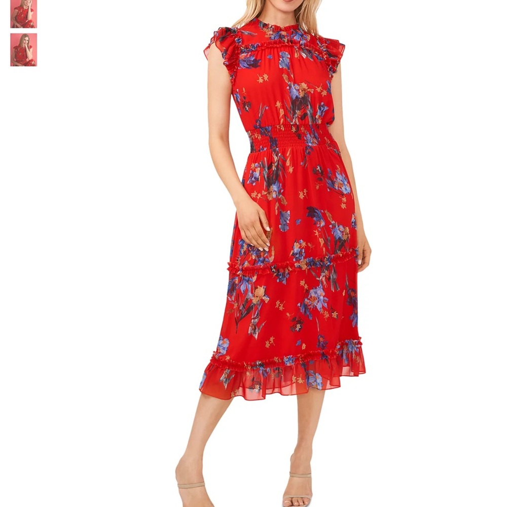 Floral Red Dress